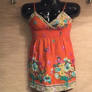 Orange Floral Spaghetti-strap Backless Sundress